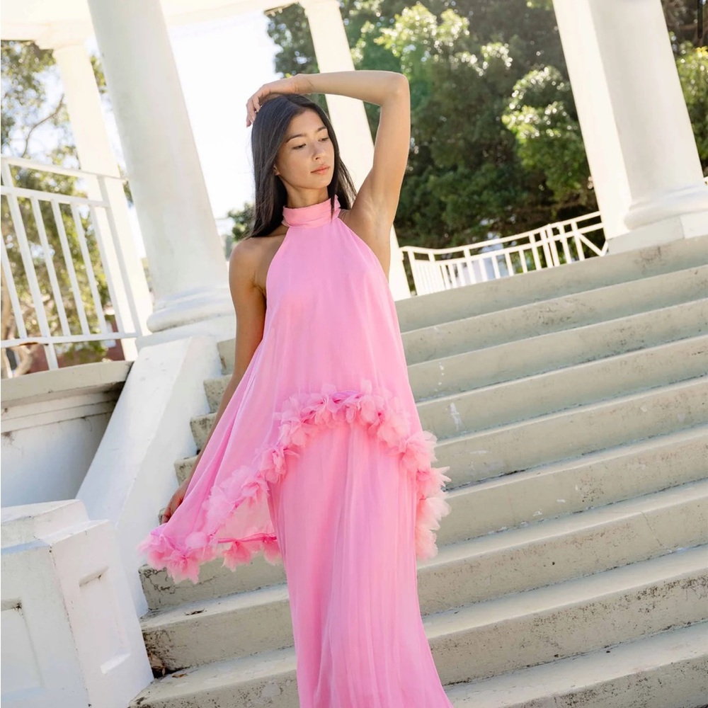 Elliatt Poppy Cape Gown in Pink - Picture 3 of 4